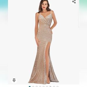 A ARFAR Prom Dress for Women Sphagetti Strap Sequin Party Dress Size small